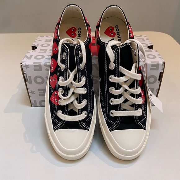 Converse x Comme des Garçons PLAY Chuck 70 Multi Heart Black/Red sz 5.5/7.5 NIB - Picture 5 of 7